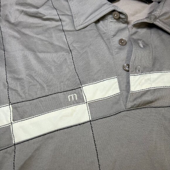 Travis Mathew Gray White Stripe Golf Polo Shirt Performance Men's Large - Picture 10 of 14